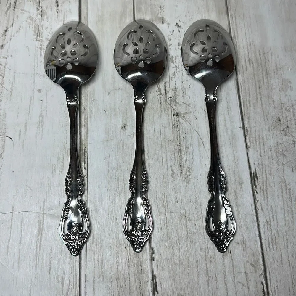 Oneida Community Brahms Stainless Steel Pierced Serving Spoon 3‎ pack